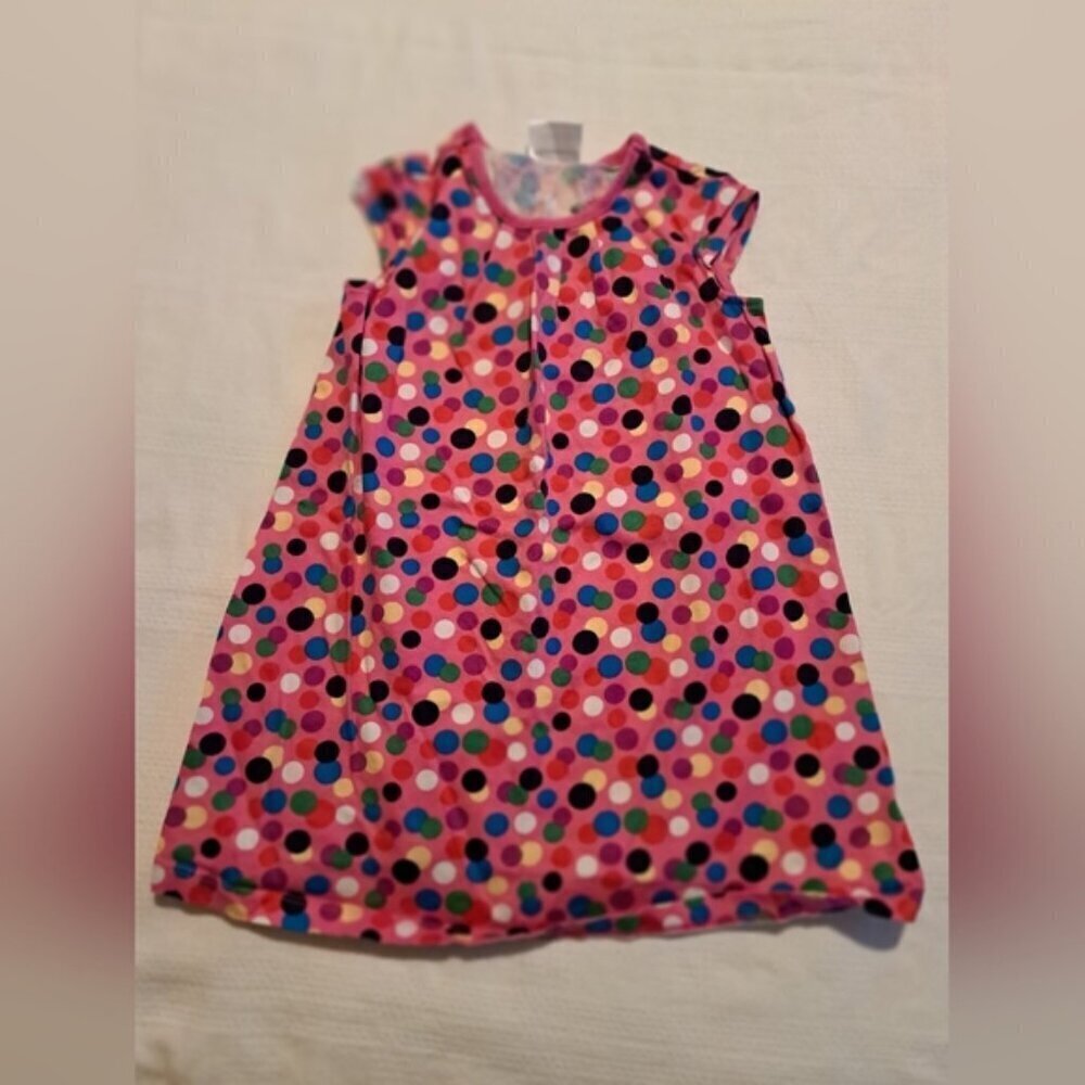 Hanna Andersson girls size 5 multi color polka dot cap sleeve dress, vguc